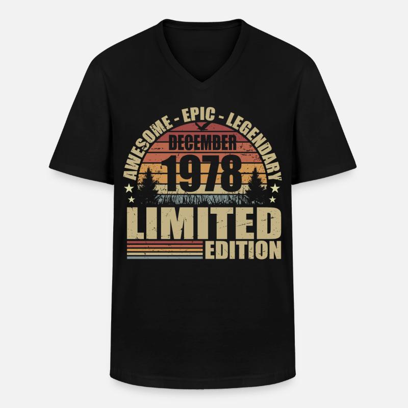 Dezember 1978 - Limitierte Auflage Dezember 1978 - Männer-T-Shirt mit V-Ausschnitt - Schwarz