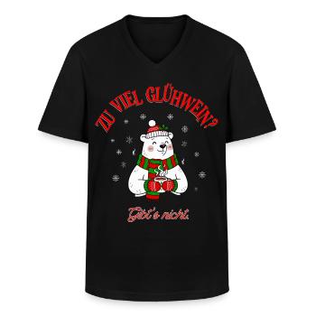Weihnachten Glühwein Humor Eisbär Spruch - Männer-T-Shirt mit V-Ausschnitt - Schwarz - Vorne - AI Model Male 178 dark (178cm)
