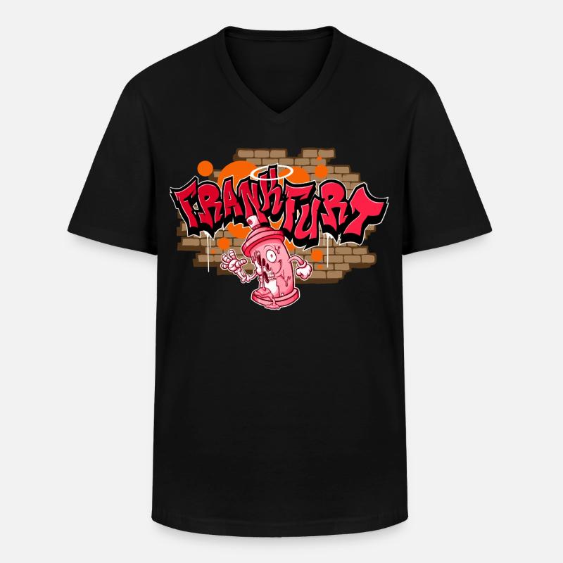 Frankfurt Graffiti - Männer-T-Shirt mit V-Ausschnitt - Schwarz