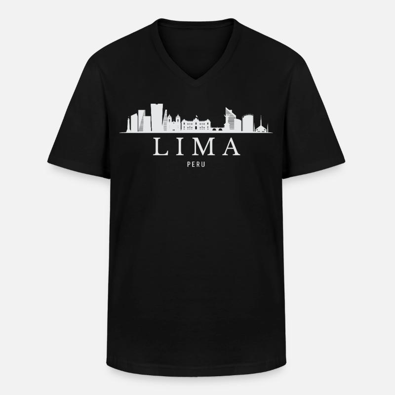 Lima Skyline, Lima Peru - Männer-T-Shirt mit V-Ausschnitt - Schwarz