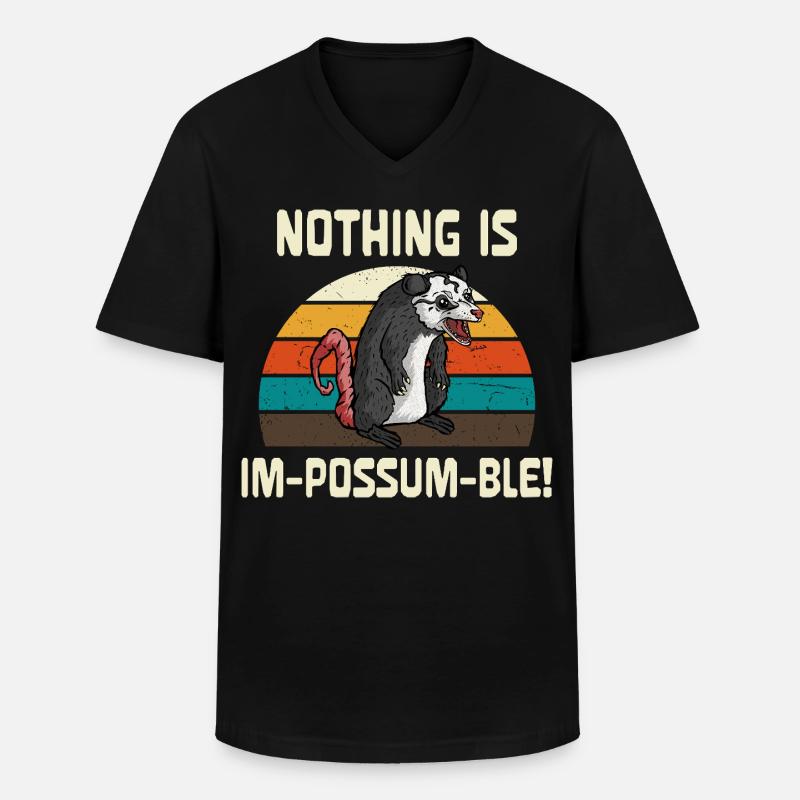 Nothing Is Um-Possum-ble Retro - Männer-T-Shirt mit V-Ausschnitt - Schwarz