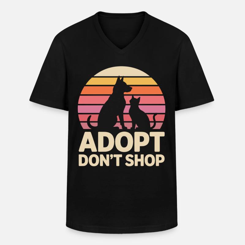 Adopt Don't Shop: Tierliebe Statement - Männer-T-Shirt mit V-Ausschnitt - Schwarz