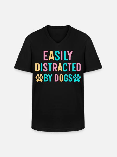 Leicht ablenkbar durch Hunde - Männer-T-Shirt mit V-Ausschnitt - Schwarz