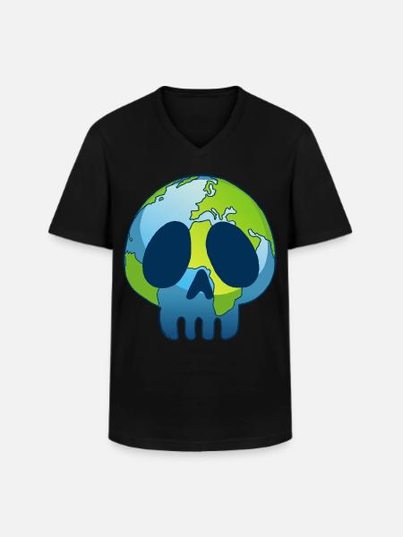 The skull of planet Earth - Men's V-Neck T-Shirt - black