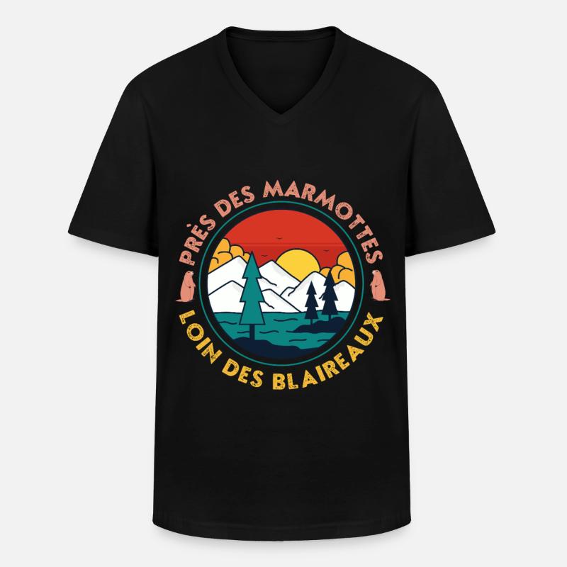 Sunset Mountain Pine Lake - Männer-T-Shirt mit V-Ausschnitt - Schwarz