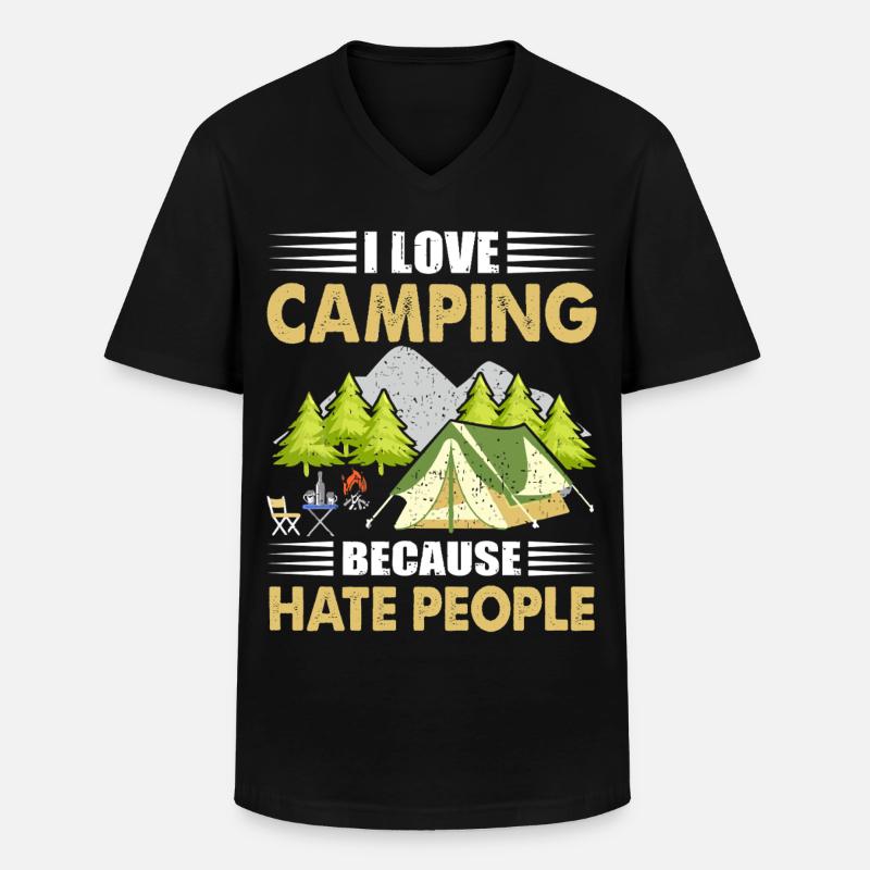 Camping - Männer-T-Shirt mit V-Ausschnitt - Schwarz