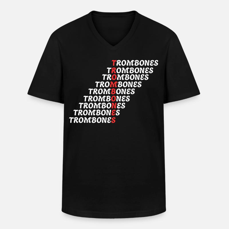 POSAUNEN - Männer-T-Shirt mit V-Ausschnitt - Schwarz