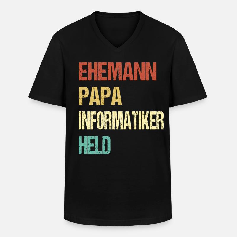 Informatiker Papa - Männer-T-Shirt mit V-Ausschnitt - Schwarz