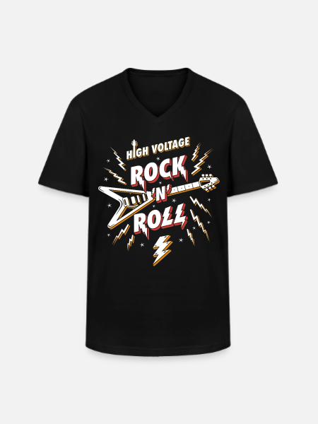 Hochspannungs-Rock'n'Roll-Gitarre - Männer-T-Shirt mit V-Ausschnitt - Schwarz