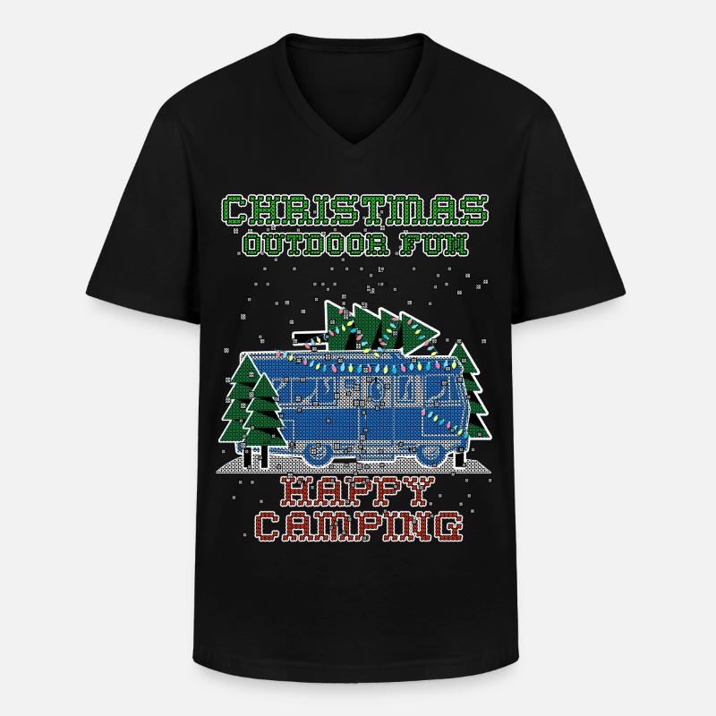 christmas Camping - Männer-T-Shirt mit V-Ausschnitt - Schwarz