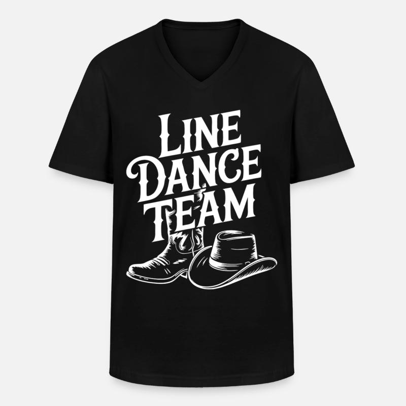 Line Dance Team Boots Hat - Männer-T-Shirt mit V-Ausschnitt - Schwarz