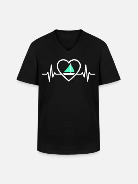 Cœur Voile – Passion Bateau - Men's V-Neck T-Shirt - black