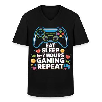 Six Seven Geek 67 Meme Jeu Drôle - T-shirt col V Homme - noir - Devant - AI Model Male 178 dark (178cm)