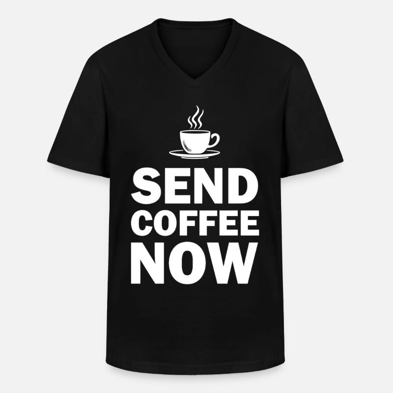 Lustiges Send Coffee Now Büro Notfall - Männer-T-Shirt mit V-Ausschnitt - Schwarz
