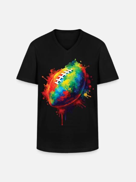 Rugby Ball - Colorful Sports Design for Fans - Men's V-Neck T-Shirt - black