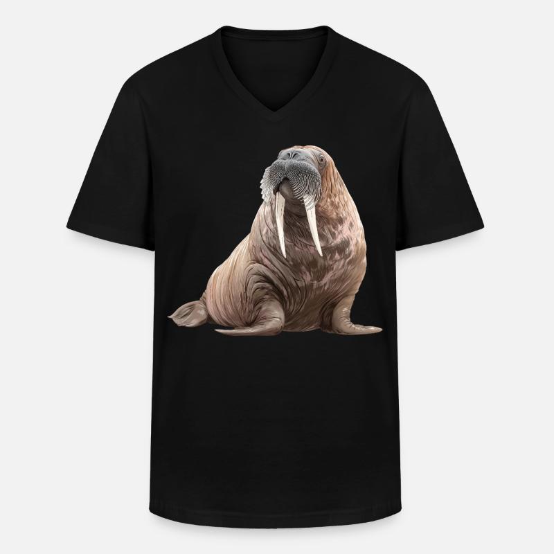Walross - Männer-T-Shirt mit V-Ausschnitt - Schwarz