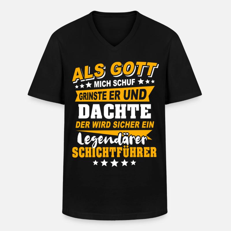 Schichtführer Sprüche - Männer-T-Shirt mit V-Ausschnitt - Schwarz