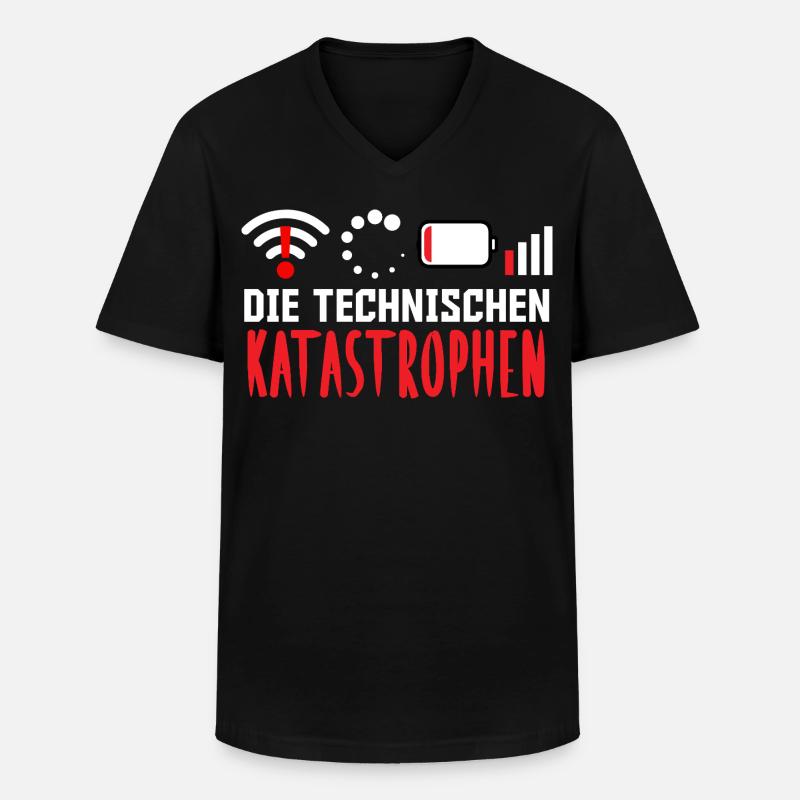 Nerd Computer DIE TECHNISCHEN KATASROPHEN LUSTIG - Männer-T-Shirt mit V-Ausschnitt - Schwarz