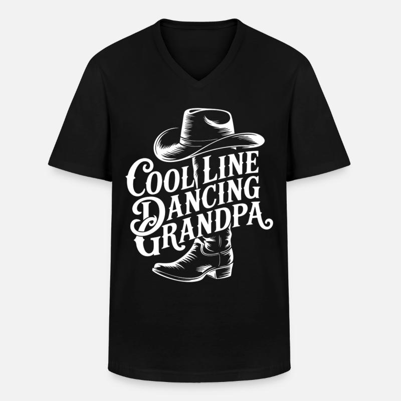 Line-Dancing Opa Cowboy - Männer-T-Shirt mit V-Ausschnitt - Schwarz