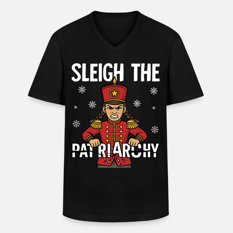 Sleigh The Patriarchy - Männer-T-Shirt mit V-Ausschnitt - Schwarz