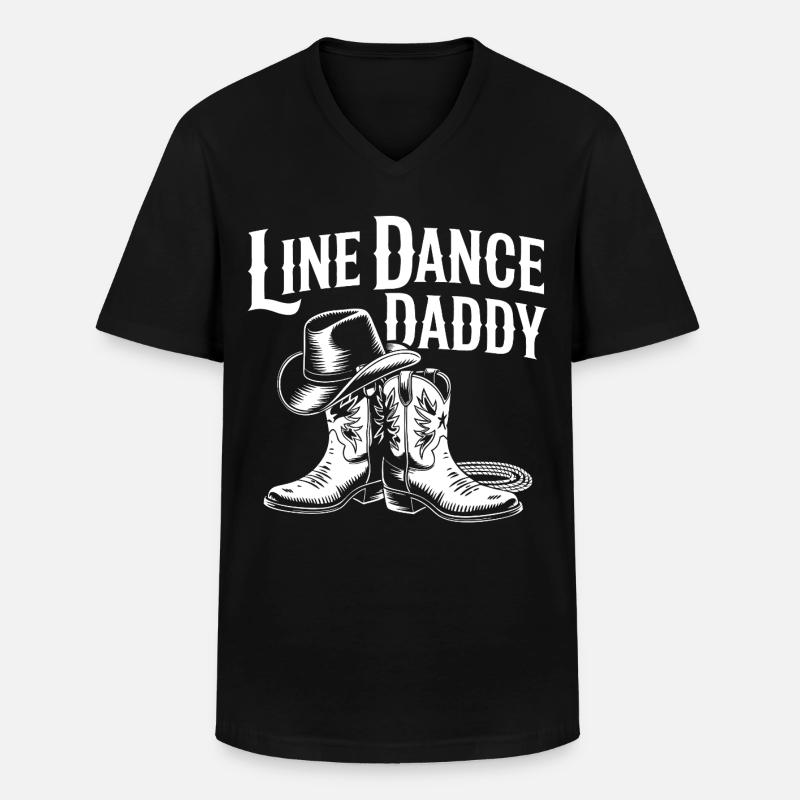 Line Dance Daddy Western Boots - Männer-T-Shirt mit V-Ausschnitt - Schwarz