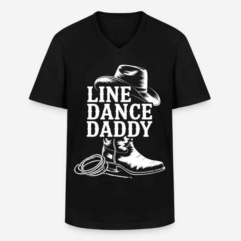 Cowboy Line Dance Daddy Motiv - Männer-T-Shirt mit V-Ausschnitt - Schwarz