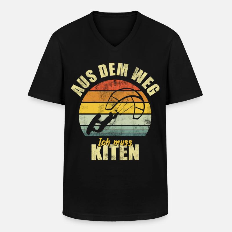 Kiten Kiter Surfen Surfer Retro - Männer-T-Shirt mit V-Ausschnitt - Schwarz