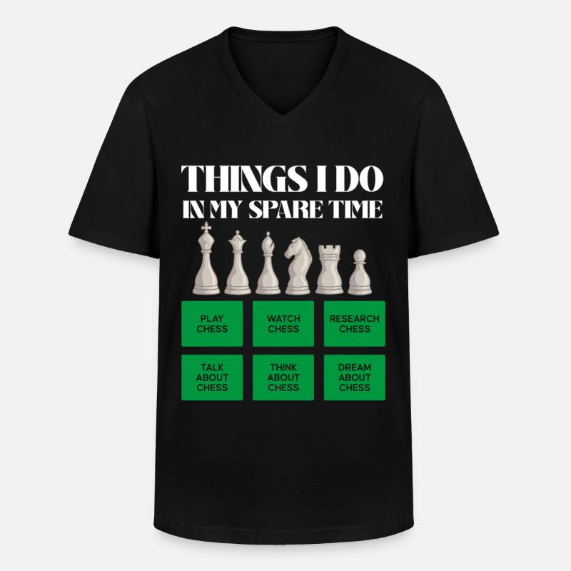 Schachzeit in der Freizeit - Männer-T-Shirt mit V-Ausschnitt - Schwarz