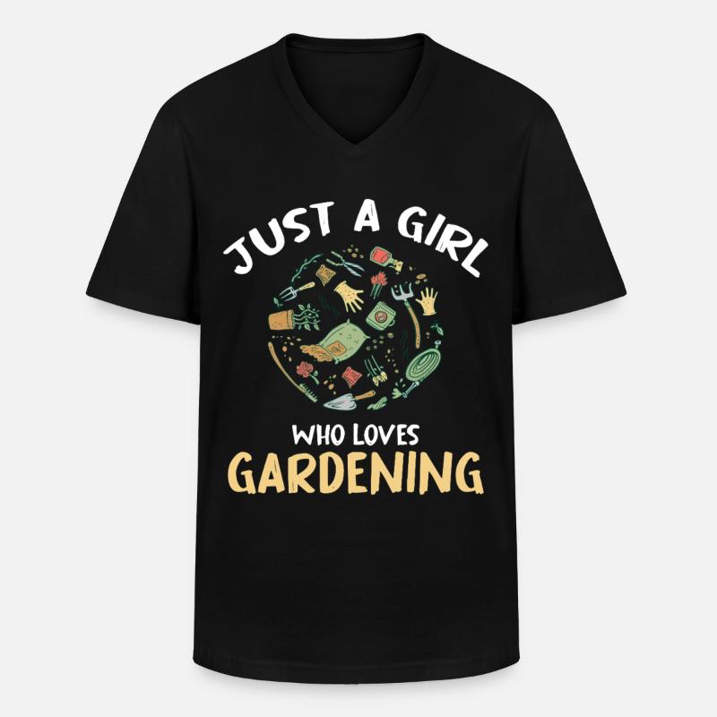 Nur ein Mädchen liebt Gärtnern - Männer-T-Shirt mit V-Ausschnitt - Schwarz