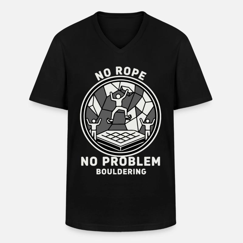 Kein Seil kein Problem Bouldering Klettern - Männer-T-Shirt mit V-Ausschnitt - Schwarz