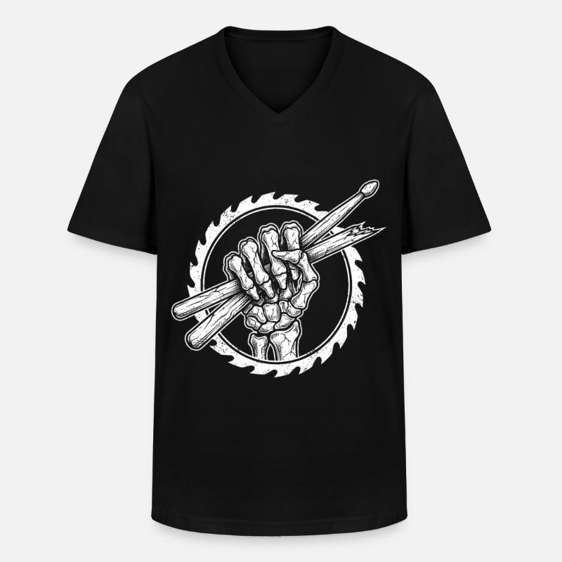 Skelett Hand mit Drumsticks - Männer-T-Shirt mit V-Ausschnitt - Schwarz