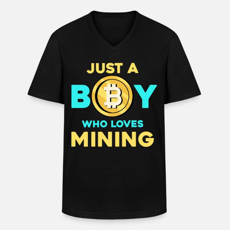 Krypto Mining Junge – Bitcoin Leidenschaft - Männer-T-Shirt mit V-Ausschnitt - Schwarz