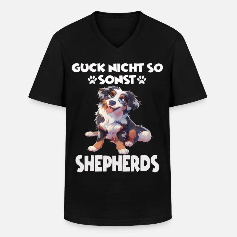 Australian Shepherd T Gassi Hundehalter Aussie - Männer-T-Shirt mit V-Ausschnitt - Schwarz