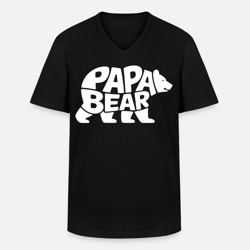 Papa Bear - Männer-T-Shirt mit V-Ausschnitt - Schwarz