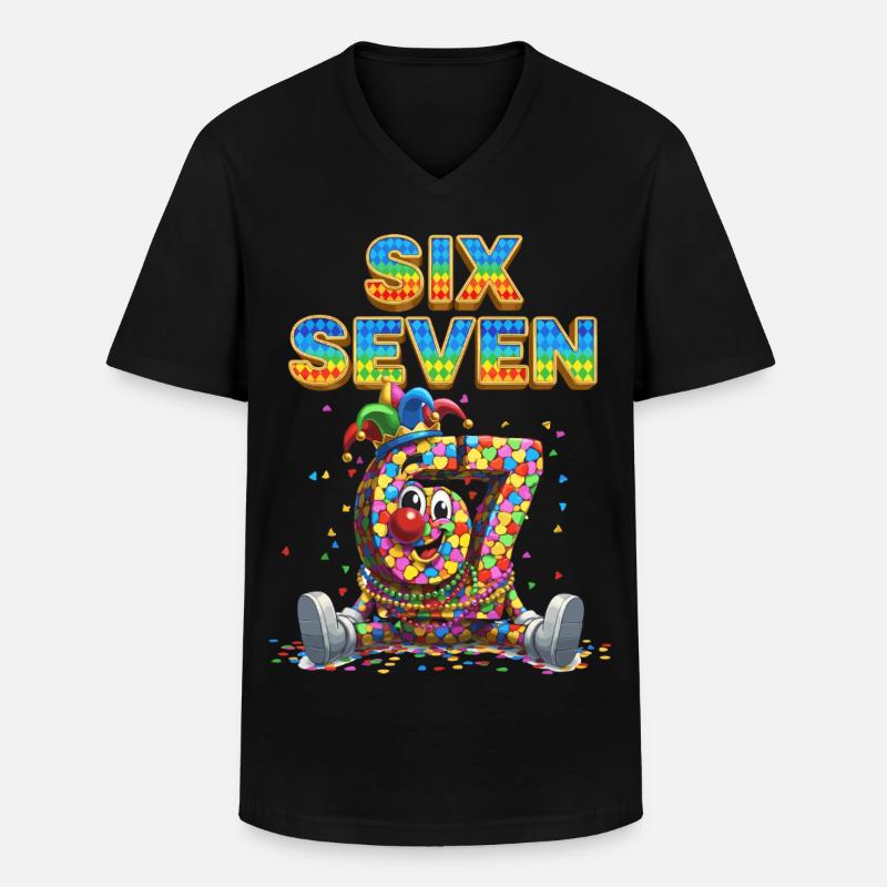 67 six seven Karneval Süß Geschenk - Männer-T-Shirt mit V-Ausschnitt - Schwarz