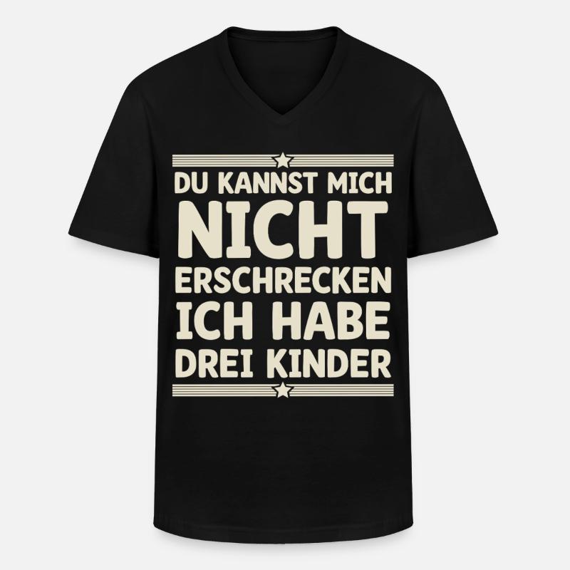 3 Kinder Mama Mutter Papa Vater - Männer-T-Shirt mit V-Ausschnitt - Schwarz