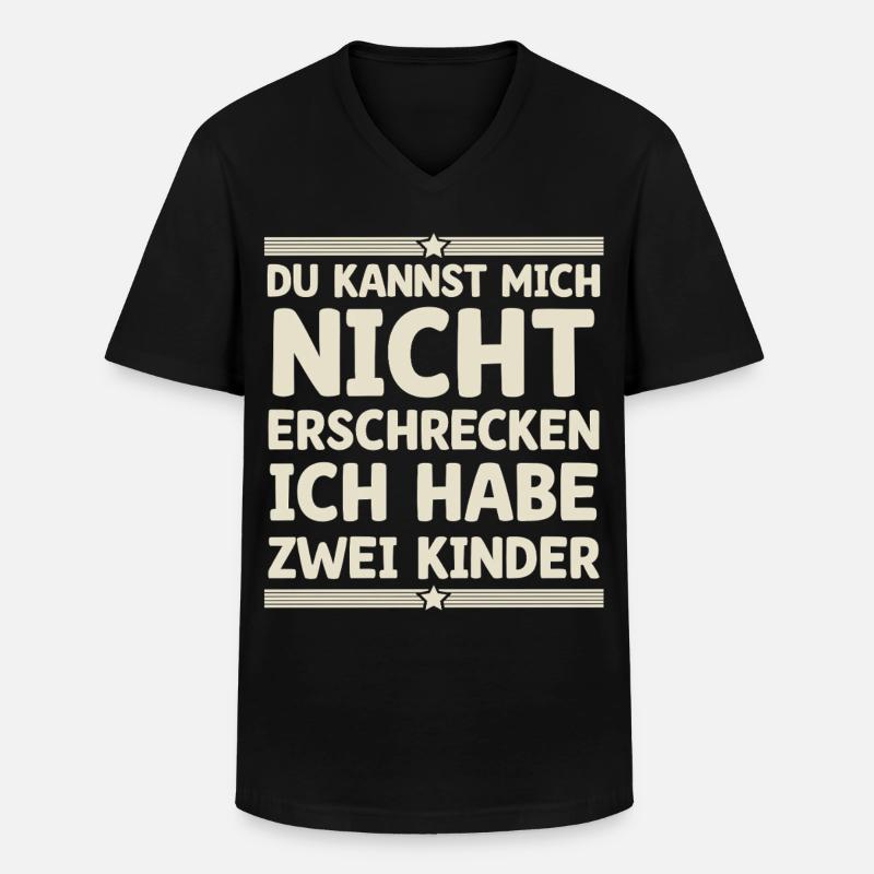 2 Kinder Mutter Mama Vater Papa - Männer-T-Shirt mit V-Ausschnitt - Schwarz