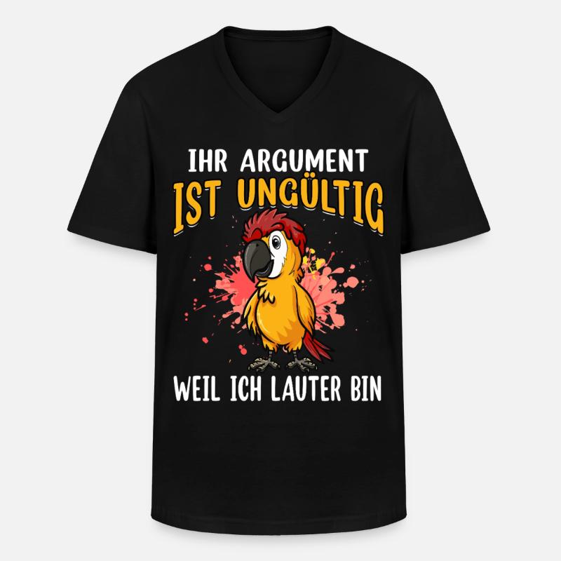 Papagei Spruch: Ungültiges Argument - Männer-T-Shirt mit V-Ausschnitt - Schwarz