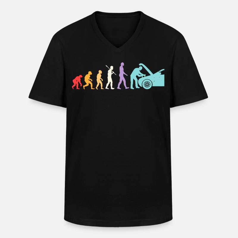 Evolution Mekaniker Humor Mekaniker Garage - Klassisk herre T-shirt med V-udskæring - sort