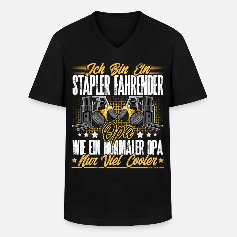 Staplerfahrer Opa - Männer-T-Shirt mit V-Ausschnitt - Schwarz