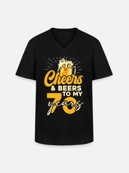 70 Jahre Cheers & Beers - Männer-T-Shirt mit V-Ausschnitt - Schwarz