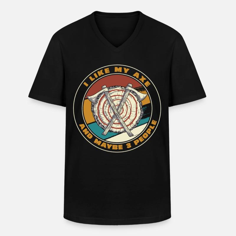 Axt Zielscheiben Retro Patch - Männer-T-Shirt mit V-Ausschnitt - Schwarz