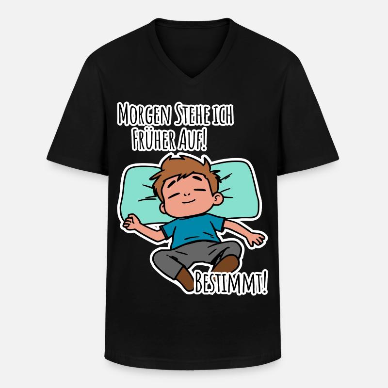 Morgenmuffel? Früh aufstehen oder faulenzen? - Männer-T-Shirt mit V-Ausschnitt - Schwarz