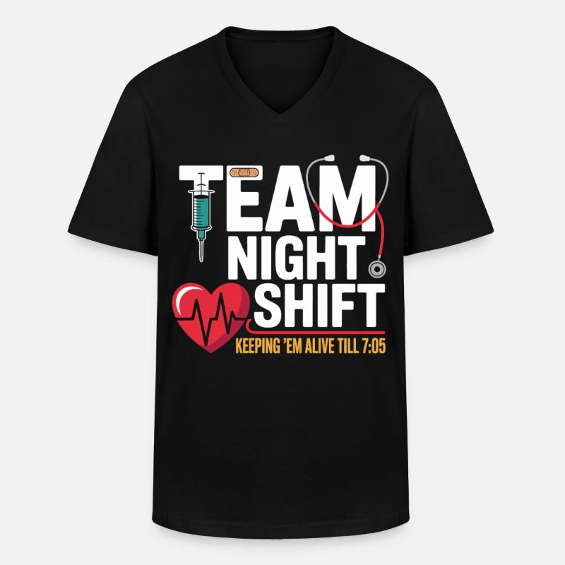 Team Night Shift Nachtschicht Helden - Männer-T-Shirt mit V-Ausschnitt - Schwarz