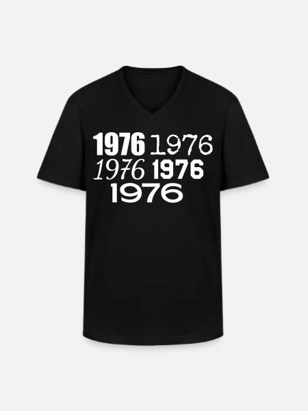 1976 - Men's V-Neck T-Shirt - black