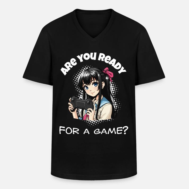 Bist du bereit? Gaming - Männer-T-Shirt mit V-Ausschnitt - Schwarz
