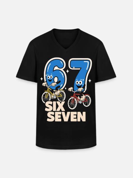 67 Six Seven meme-cykling - Italiensk Lyst - Klassisk herre T-shirt med V-udskæring - sort