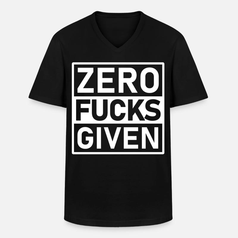 Zero Fucks Given Warnetikett - Männer-T-Shirt mit V-Ausschnitt - Schwarz