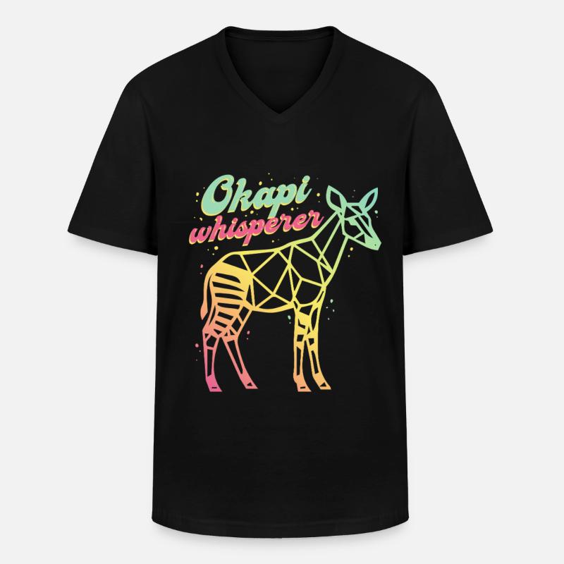 Okapi Whisperer - Männer-T-Shirt mit V-Ausschnitt - Schwarz