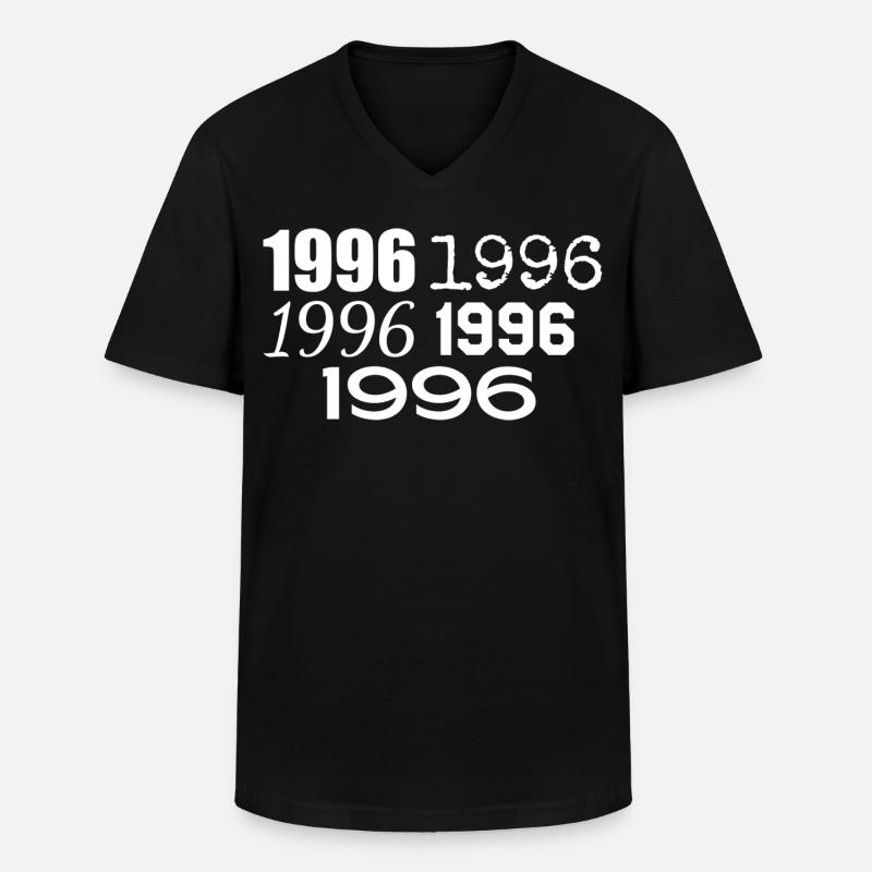 1996 - Männer-T-Shirt mit V-Ausschnitt - Schwarz